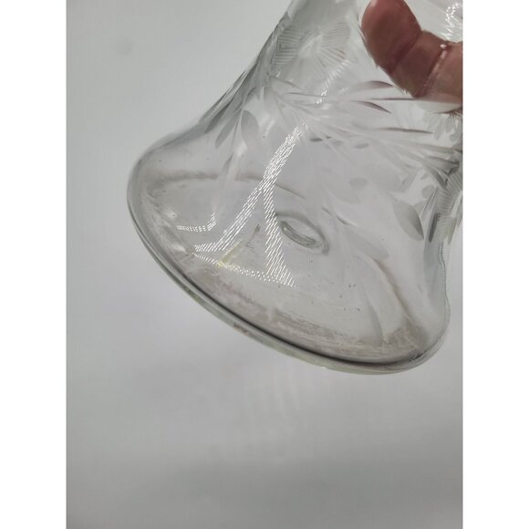 Clear Etched Glass Vase Floral Etched Art Deco Flare Vintage Flare Funnel - Picture 3 of 10